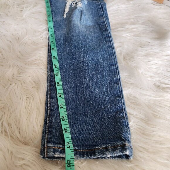 Levi's 501 Jeans Womens W27 28x28 Button Fly Medium‎ Wash Denim Distressed - Picture 10 of 14